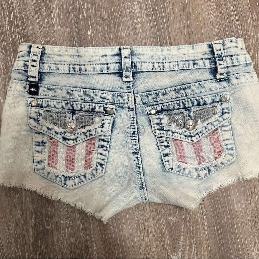 Almost Famous Light Blue Jean Shorts are a junior size 1. - Picture 8 of 10